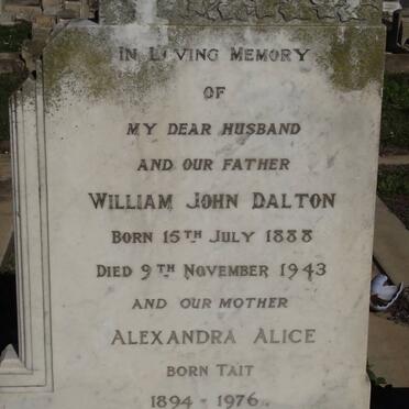 DALTON William John 1888-1943 &amp; Alexandra Alice TAIT 1894-1976