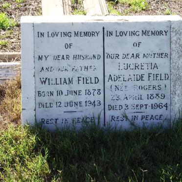 FIELD William 1878-1943 &amp; Lucretia Adelaide ROGERS 1889-1964