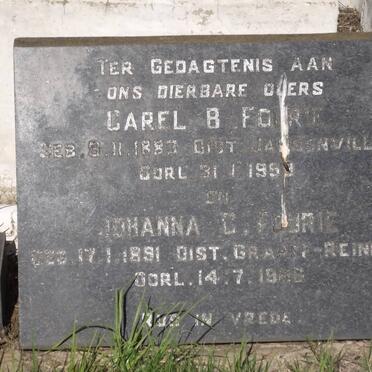 FOURIE Carel B. 1883-1959 &amp; Johanna C. 1891-1966