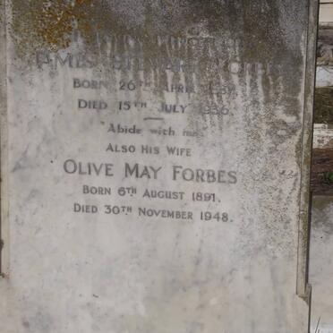 FORBES James Stewart 1887-1936 &amp; Olive May 1891-1948
