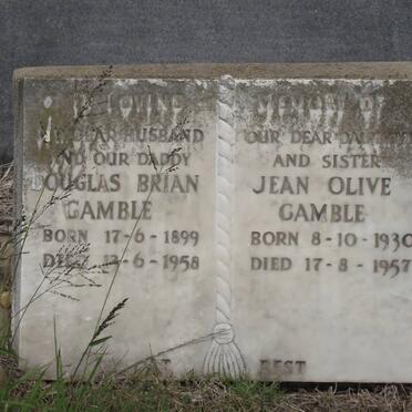 GAMBLE Douglas Brian 1899-1958 :: GAMBLE Jean Olive 1930-1957