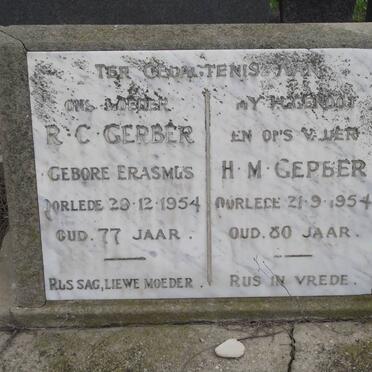 GERBER H.M. -1954 &amp; R.C. ERASMUS -1954