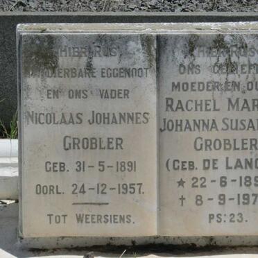 GROBLER Nicolaas Johannes 1891-1957 &amp; Rachel Maria Johanna Susanna DE LANGE 1897-1979