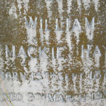 HAY William Mackie 1874-1956 &amp; Jean Gibb 1874-1960 