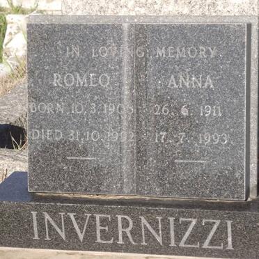 INVERNIZZI Romeo 1908-1992 &amp; Anna 1911-1993