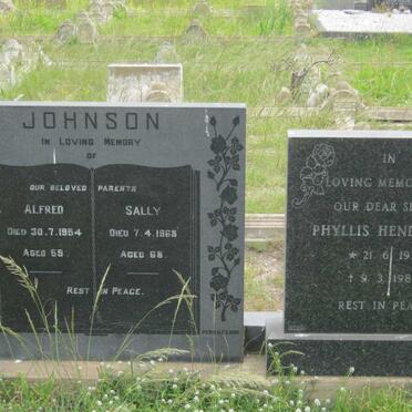 JOHNSON Alfred -1954 &amp; Sally -1968 :: HENDRICKS Phyllis 1923-1984
