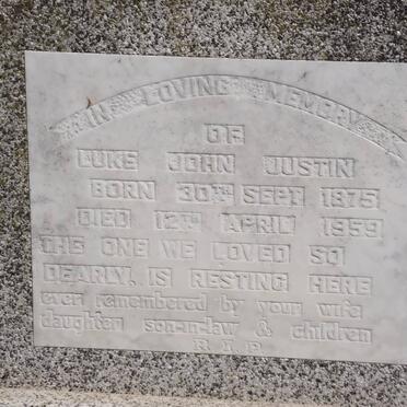 JUSTIN Luke John 1875-1959