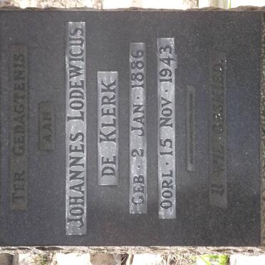 KLERK Johannes Lodewicus, de 1886-1943