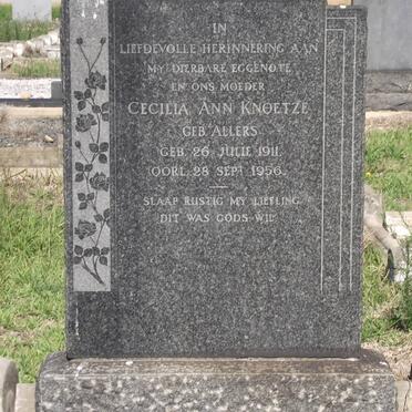 KNOETZE Cecilia Ann nee ALLERS 1911-1956