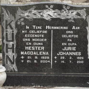 KUHN Jurie Johannes 1926-2010 &amp; Hester Magdalena 1929-2004