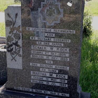 KOCK Schalk W. 1905-1955 &amp; Martha M. 1918-1989