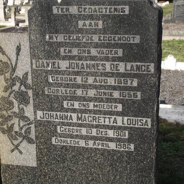 LANGE Daniel Johannes, de 1897-1956 &amp; Johanna Magretta Louisa 1901-1986
