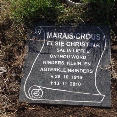 MARAIS Elsie Christina nee CROUS 1916-2010