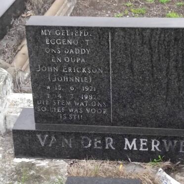 MERWE John Erickson, van der 1921-1982