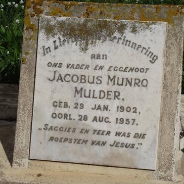 MULDER Jacobus Munro 1902-1957