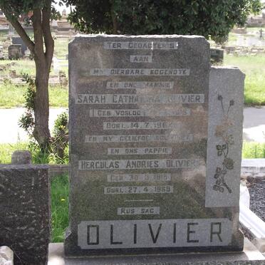 OLIVIER Sarah Catharina VOSLOO 1915-1962 &amp; Herculas Andries 1915-1989