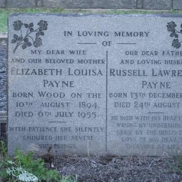 PAYNE Russell Lawrence 1880-1976 &amp; Elizabeth Louisa WOOD 1894-1955