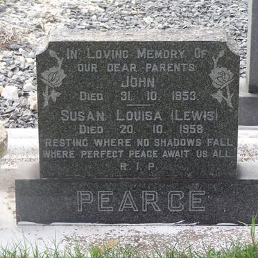 PEARCE John -1953 &amp; Susan Louisa LEWIS -1958