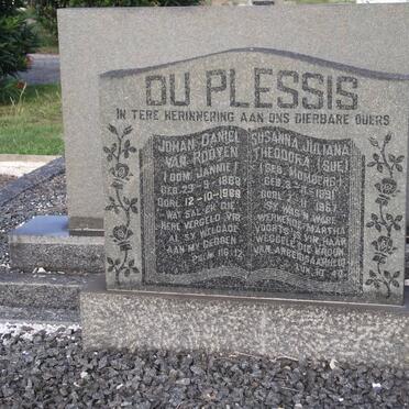 PLESSIS Johan Daniel Van Rooyen, du 1888-1968 &amp; Susanna Juliana Theodora MOMBERG 1891-1967