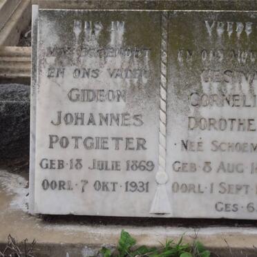 POTGIETER Gideon Johannes 1869-1931 &amp; Gesina Cornelia Dorothea SCHOEMAN 1870-1953