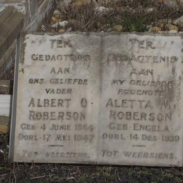 ROBERTSON Albert O. 1864-1947 &amp; Aletta M. ENGELA -1939
