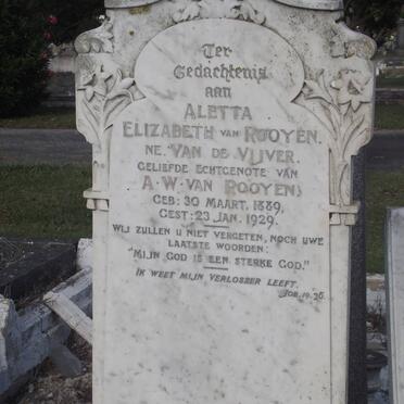 ROOYEN Aletta Elizabeth, van nee VAN DER VIJVER 1889-1929