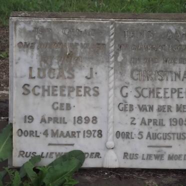 SCHEEPERS Lucas J. 1898-1978 &amp; Christina G. VAN DER MERWE 1905-1950