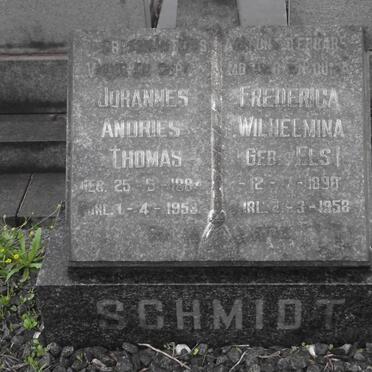 SCHMIDT Johannes Andries Thomas 1884-1953 &amp; Frederica Wilhelmina ELS 1890-1958