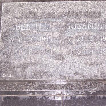 SLABBERT Abel U.J. 1915-1991 &amp; Susanna 1920-1992