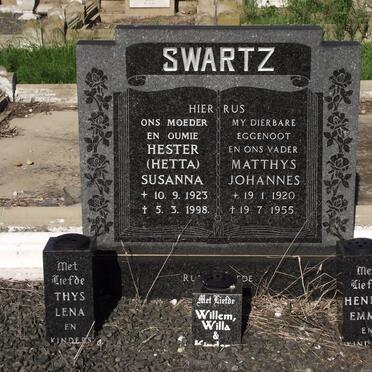 SWARTZ Matthys Johannes 1920-1955 &amp; Hester Susanna 1923-1998