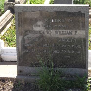 TAMBLYN Frederika W. 1902-1960 &amp; William F. 1902-1964