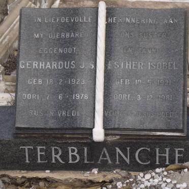 TERBLANCHE Gerhardus J.S. 1923-1978 &amp; Esther Isobel 1921-1981