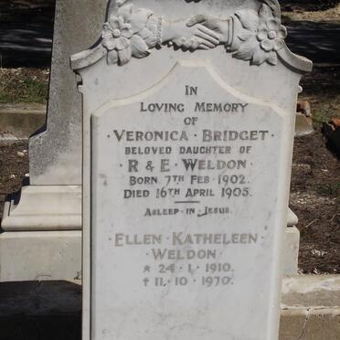 WELDON Veronica Bridget 1902-1905 :: WELDON Ellen Katheleen 1910-1970