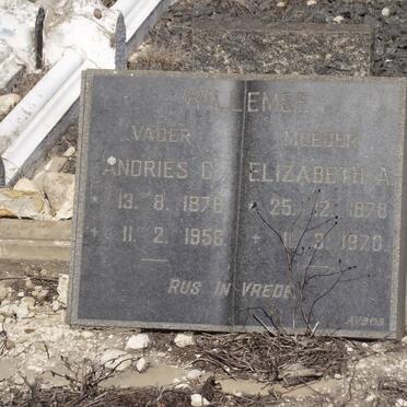 WILLEMSE Andries G. 1878-1956 &amp; Elizabeth A. 1878-1970