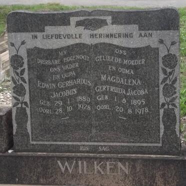 WILKEN Edwin Gerhardus Jacobus 1889-1928 &amp; Magdalena Gertruida Jacoba 1895-1978