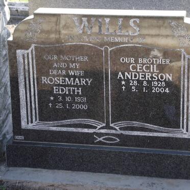 WILLS Cecil Anderson 1928-2004 &amp; Rosemary Edith 1931-2000