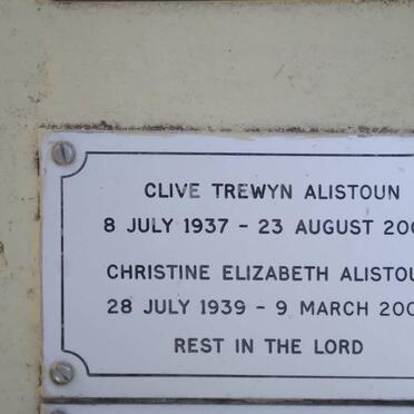 ALISTOUN Clive Trewyn 1937-2004 &amp; Christine Elizabeth 1939-2004