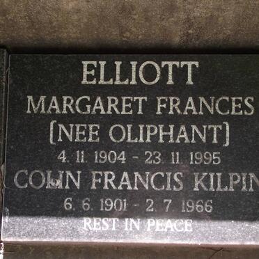 ELLIOTT  Colin Francis Kilpin 1901-1966 &amp;  Margaret Frances OLIPHANT 1904-1995