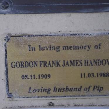 HANDOVER Gordon Frank James 1909-1988