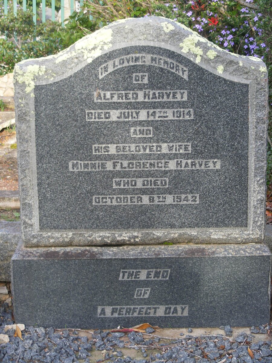 HARVEY Alfred -1914 &amp; Minnie Florence -1942