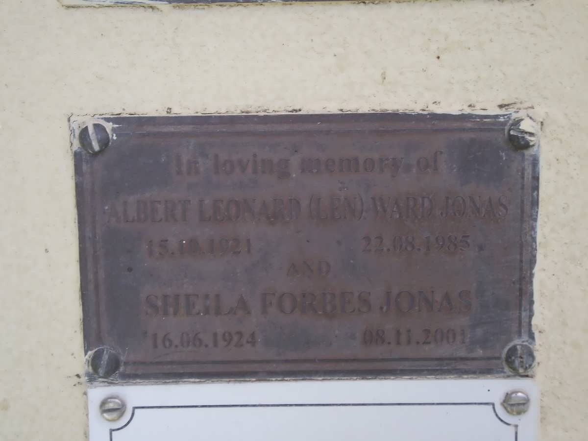 JONAS Albert Leonard Ward 1921-1985 &amp; Sheila Forbes 1924-2001