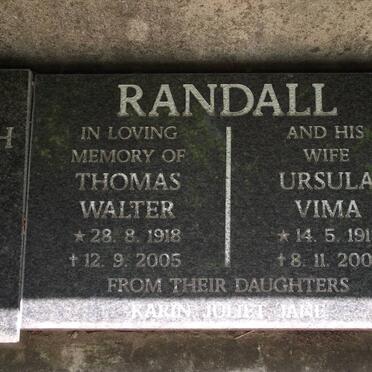 RANDALL Thomas Walter 1918-2005 &amp; Ursula Vima 1918-2006