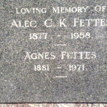 FETTES Alec C.K. 1877-1958 &amp; Agnes 1881-1971