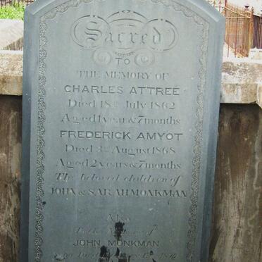 MONKMAN Charles Attree -1862 :: MONKMAN Frederick Amyot -1868 :: MONKMAN John -1874