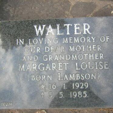 WALTER Margaret Louise nee LAMBSON 1929-1985