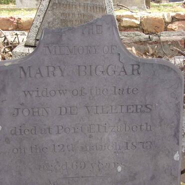 BIGGAR Mary previously DE VILLIERS -1873