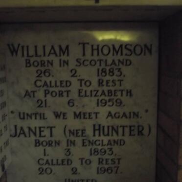 THOMSON William 1883-1959 &amp; Janet HUNTER 1893-1967