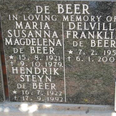 BEER Delville Franklin, de 1951-2000 :: BEER Hendrik Steyn, de 1922-1992 &amp; Maria Susanna Magdalena 1921-1979