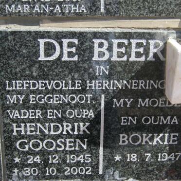 BEER Hendrik Goosen, de 1945-2002 &amp; Bokkie 1947-