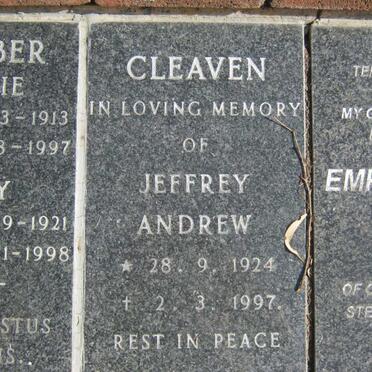 CLEAVEN Jeffrey Andrew 1924-1997